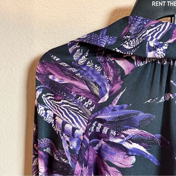 Just Cavalli | S |feather print vintage cavalli blouse long sleeve modest blouse - Picture 4 of 10